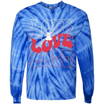 Funny Polar Bear Love Groovy Style Heart Valentines Day Love Gift Tie-Dye Long Sleeve Shirt