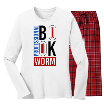 Funny Professional Book Worm Women's Long Sleeve Flannel Pajama Set 