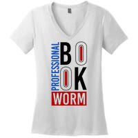 Funny Professional Book Worm Women's V-Neck T-Shirt