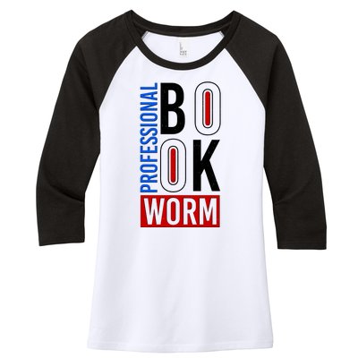 Funny Professional Book Worm Women's Tri-Blend 3/4-Sleeve Raglan Shirt