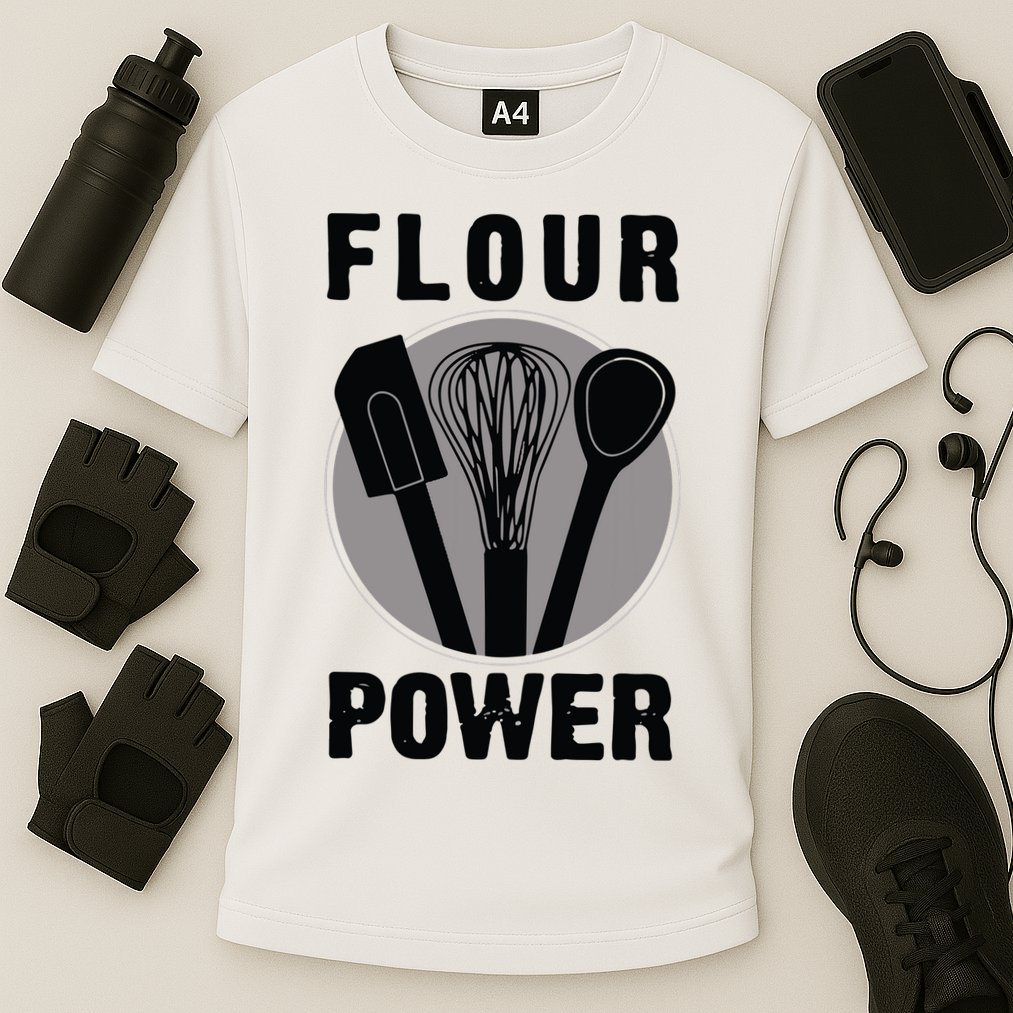 FLOUR POWER Baking Cooking Bread Making Chefs Performance Shirt