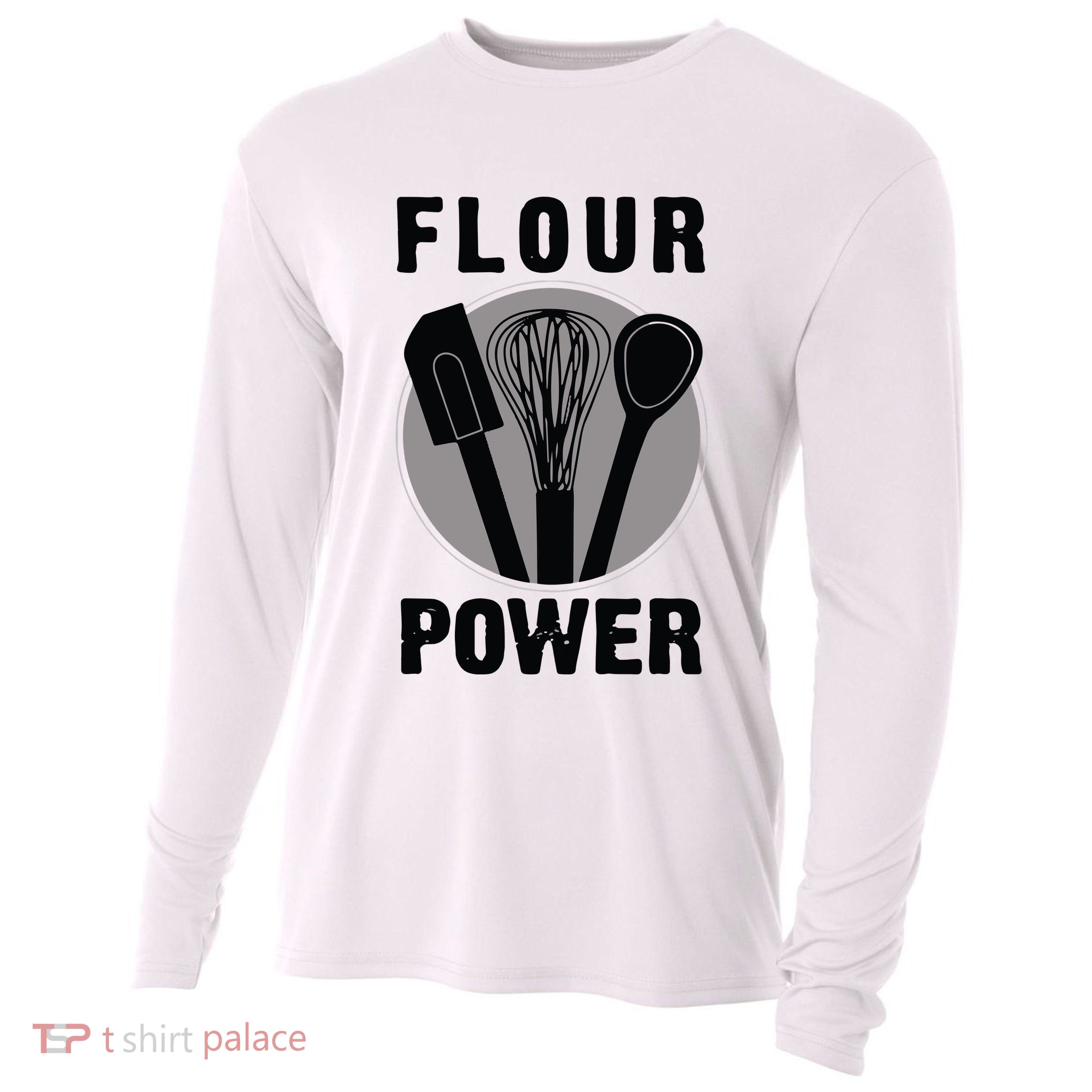 FLOUR POWER Baking Cooking Bread Making Chefs Cooling Performance Long Sleeve Crew