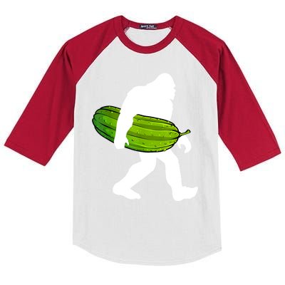 Funny Pickle Bigfoot Cucumber Pickle Lover Gift Kids Colorblock Raglan Jersey