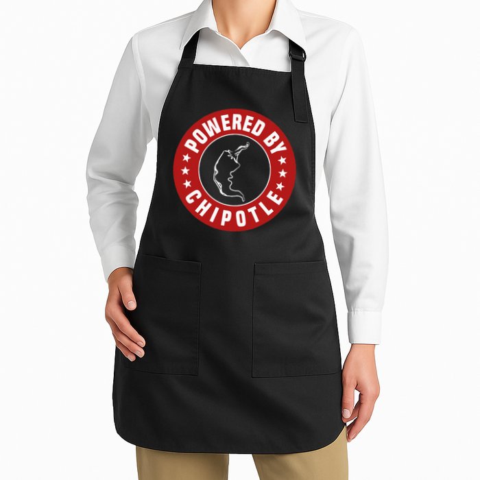 Funny Powered By Chipotle Design Chili Pepper Full-Length Apron With Pockets