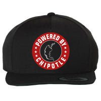 Funny Powered By Chipotle Design Chili Pepper Wool Snapback Cap