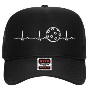 Funny Pickleball Ball Heartbeat Apparel Player Fan Mens Boys High Crown Mesh Back Trucker Hat