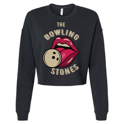 Funny Pun Bowling Stone Cropped Pullover Crew