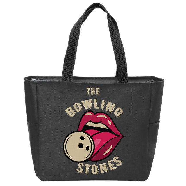Funny Pun Bowling Stone Zip Tote Bag