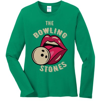 Funny Pun Bowling Stone Ladies Long Sleeve Shirt