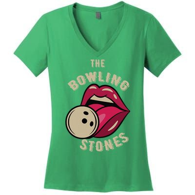 Funny Pun Bowling Stone Women's V-Neck T-Shirt