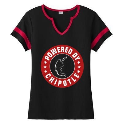 Funny Powered By Chipotle Design Chili Pepper Ladies Halftime Notch Neck Tee