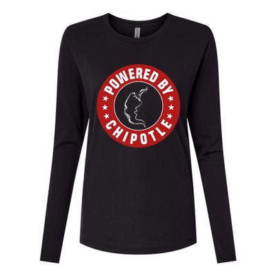 Funny Powered By Chipotle Design Chili Pepper Womens Cotton Relaxed Long Sleeve T-Shirt