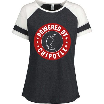 Funny Powered By Chipotle Design Chili Pepper Enza Ladies Jersey Colorblock Tee