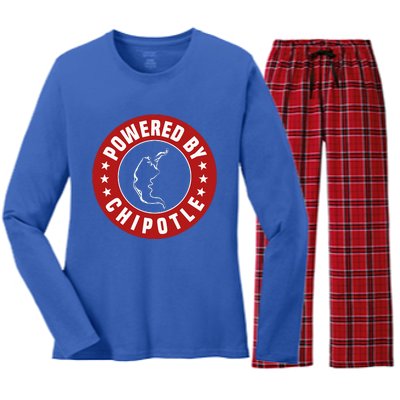 Funny Powered By Chipotle Design Chili Pepper Women's Long Sleeve Flannel Pajama Set 