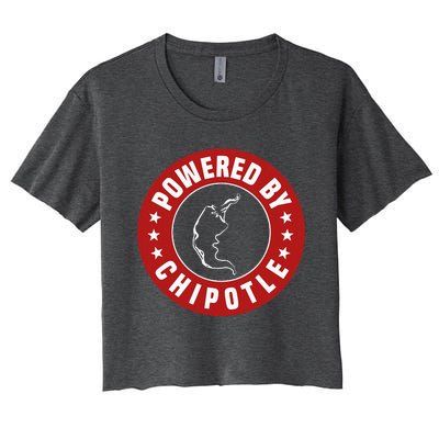 Funny Powered By Chipotle Design Chili Pepper Women's Crop Top Tee