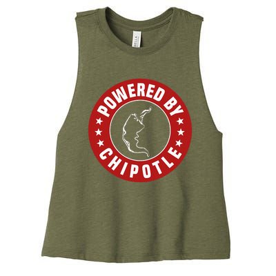 Funny Powered By Chipotle Design Chili Pepper Women's Racerback Cropped Tank