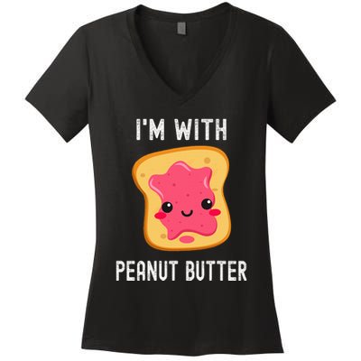 Funny Peanut Butter Jelly Matching Couples Women's V-Neck T-Shirt
