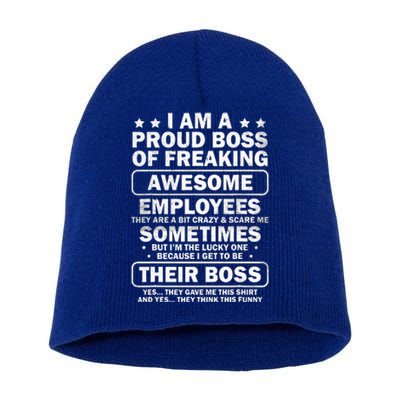 Funny Proud Boss Employee Appreciation Office Short Acrylic Beanie