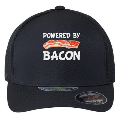 Funny Powered By Bacon Bacon Lovers Gift Flexfit Unipanel Trucker Cap