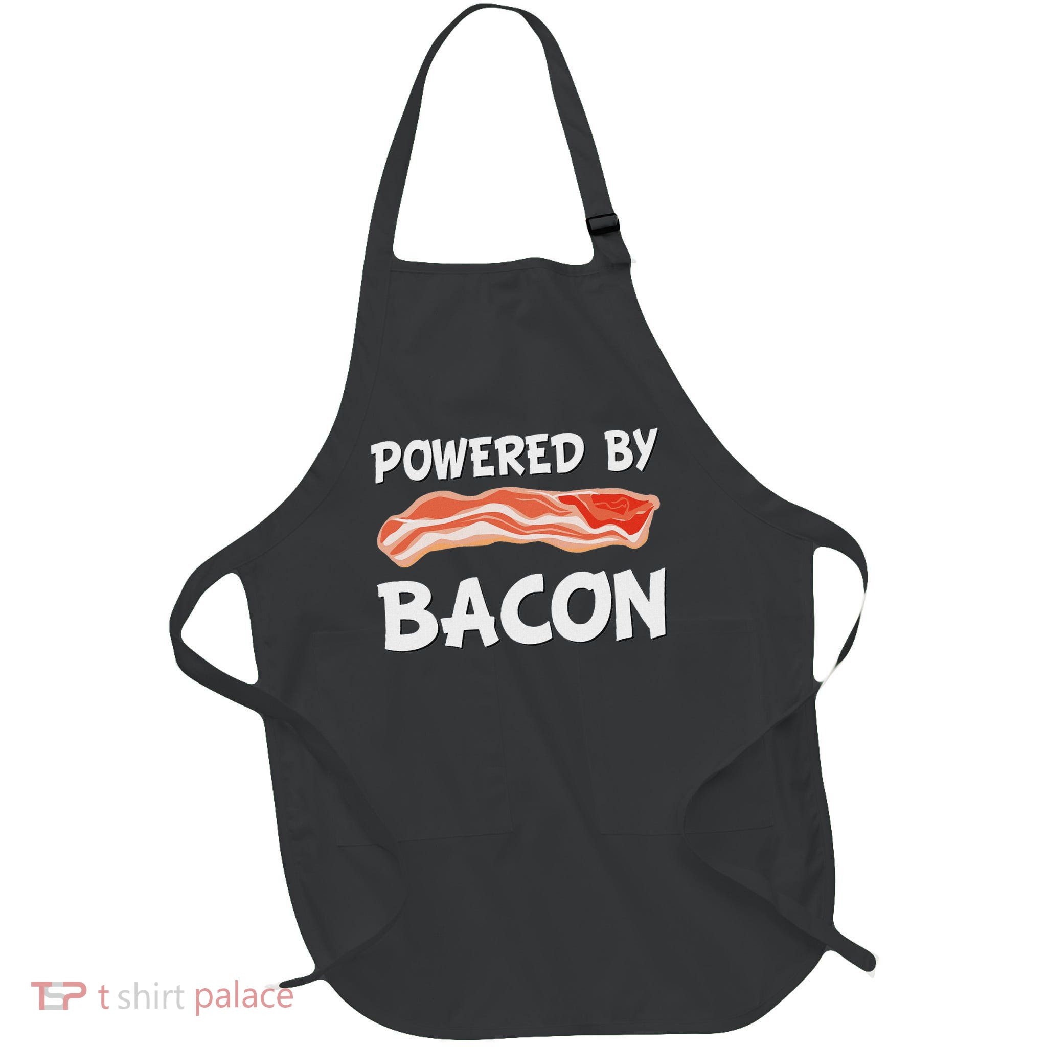 Funny Powered By Bacon Bacon Lovers Gift Full-Length Apron With Pockets