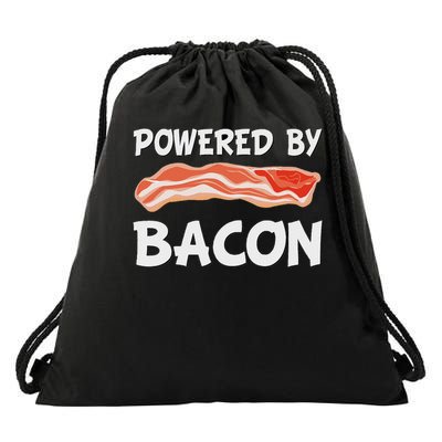 Funny Powered By Bacon Bacon Lovers Gift Drawstring Bag