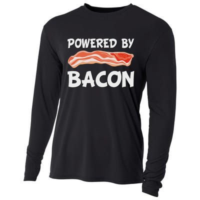 Funny Powered By Bacon Bacon Lovers Gift Cooling Performance Long Sleeve Crew