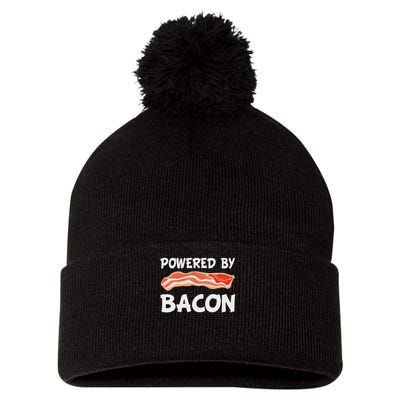 Funny Powered By Bacon Bacon Lovers Gift Pom Pom 12in Knit Beanie