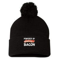 Funny Powered By Bacon Bacon Lovers Gift Pom Pom 12in Knit Beanie