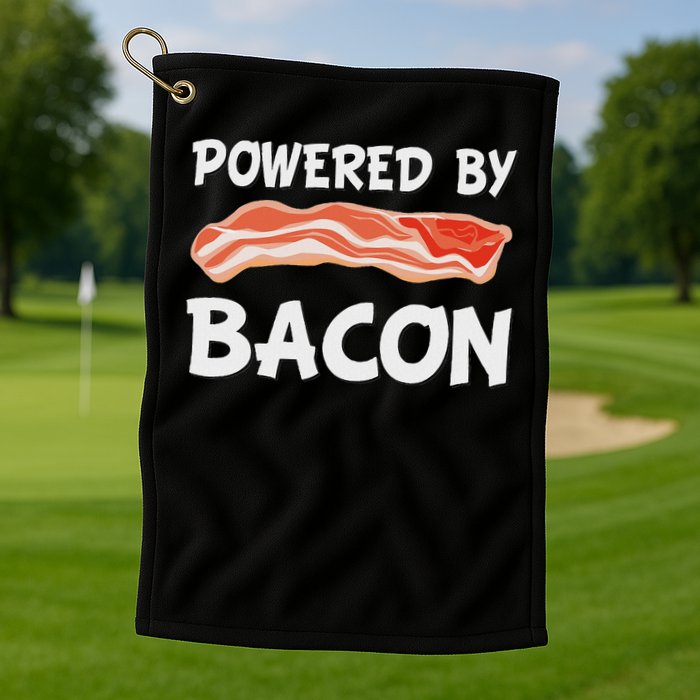 Funny Powered By Bacon Bacon Lovers Gift Golf Towel