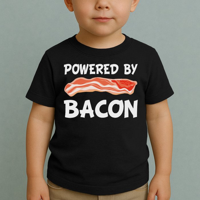 Funny Powered By Bacon Bacon Lovers Gift Toddler T-Shirt