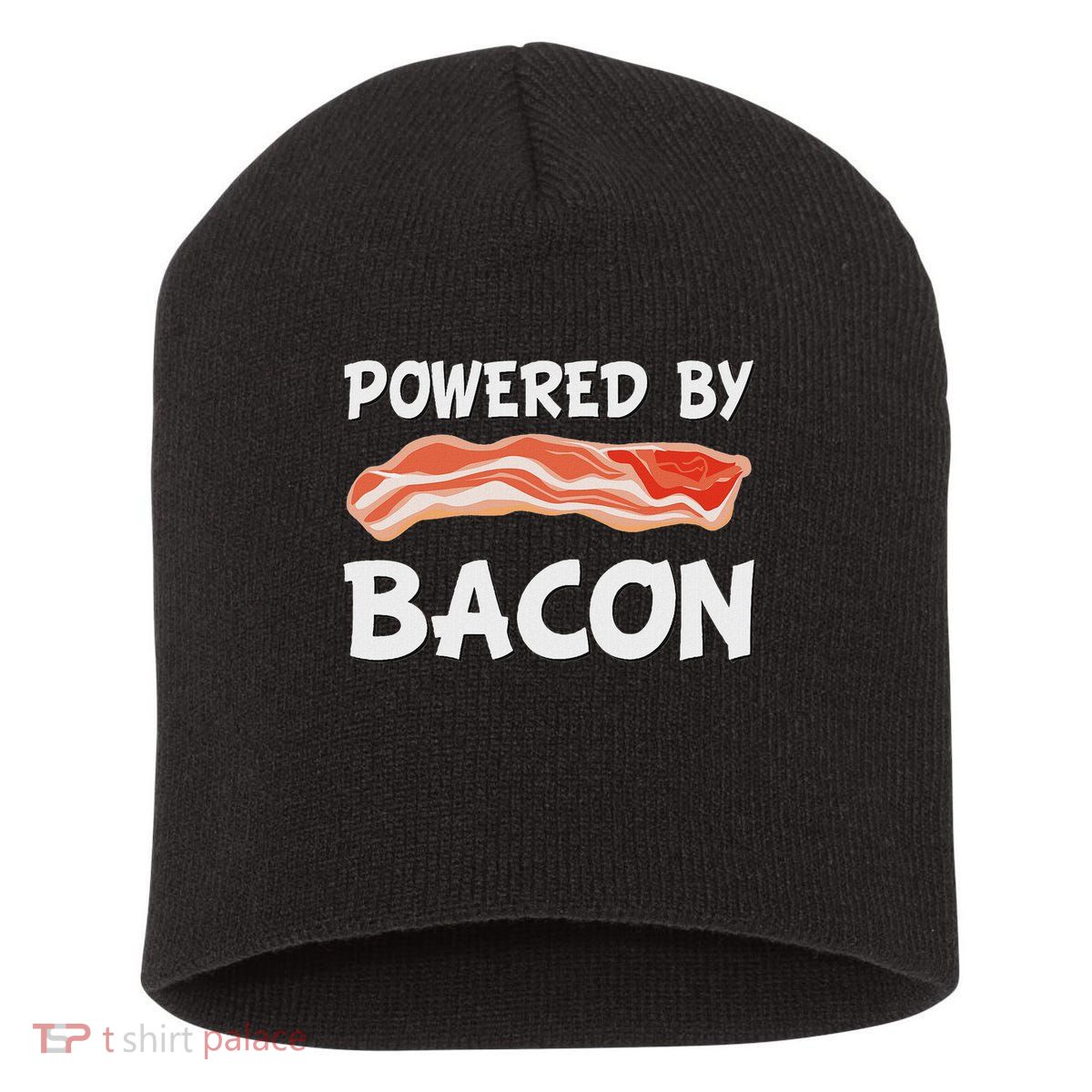 Funny Powered By Bacon Bacon Lovers Gift Short Acrylic Beanie