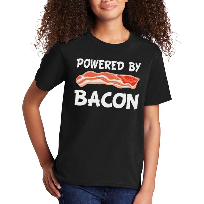 Funny Powered By Bacon Bacon Lovers Gift Kids T-Shirt