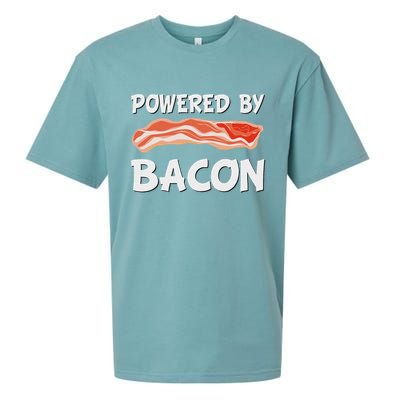 Funny Powered By Bacon Bacon Lovers Gift Sueded Cloud Jersey T-Shirt