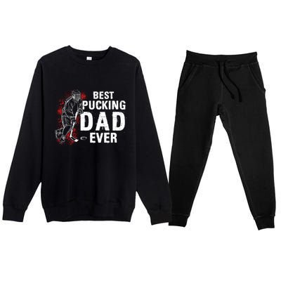 Funny Pun Best Pucking Dad Meaningful Gift Premium Crewneck Sweatsuit Set