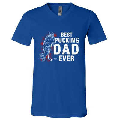 Funny Pun Best Pucking Dad Meaningful Gift V-Neck T-Shirt