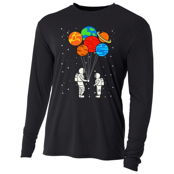 funny Planet Balloons Astronaut Galaxy Space Outer Cooling Performance Long Sleeve Crew