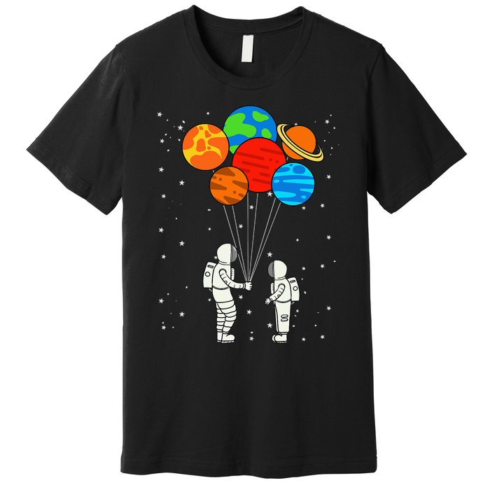 funny Planet Balloons Astronaut Galaxy Space Outer Premium T-Shirt