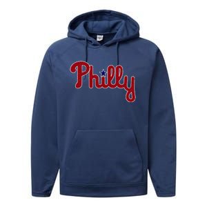 Funny Philadelphia Baseball Philly PA Retro 1 Performance Fleece Hoodie