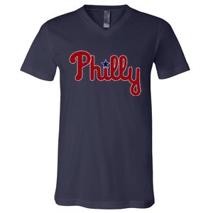 Funny Philadelphia Baseball Philly PA Retro 1 V-Neck T-Shirt