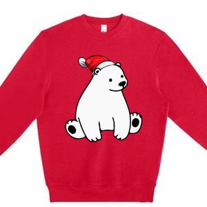 Festive Polar Bear Pajama Set for Christmas Premium Crewneck Sweatshirt