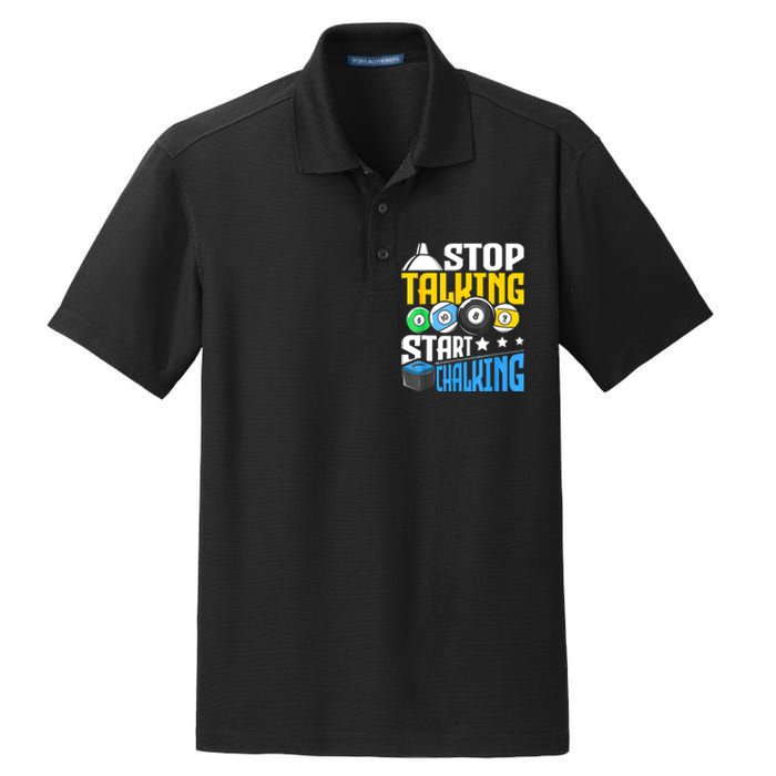 Funny Pool Billiard Player Stop Talking Start Chalking Gift Dry Zone Grid Polo