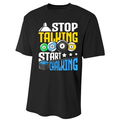 Funny Pool Billiard Player Stop Talking Start Chalking Gift Performance Sprint T-Shirt