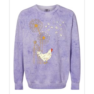 Farmer Poultry Bird Flower Farm Animal Dandelion Chicken Colorblast Crewneck Sweatshirt