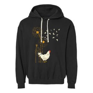 Farmer Poultry Bird Flower Farm Animal Dandelion Chicken Garment-Dyed Fleece Hoodie