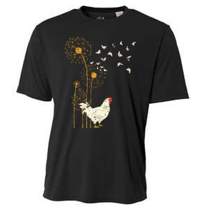 Farmer Poultry Bird Flower Farm Animal Dandelion Chicken Cooling Performance Crew T-Shirt