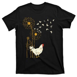 Farmer Poultry Bird Flower Farm Animal Dandelion Chicken T-Shirt