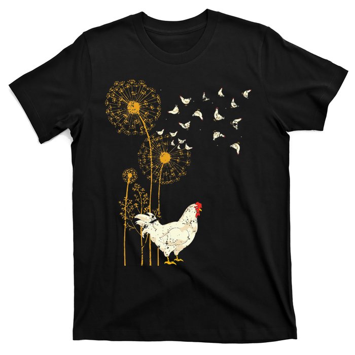 Farmer Poultry Bird Flower Farm Animal Dandelion Chicken T-Shirt