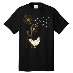 Farmer Poultry Bird Flower Farm Animal Dandelion Chicken Tall T-Shirt