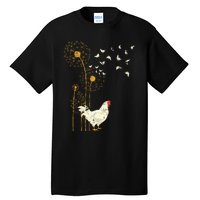 Farmer Poultry Bird Flower Farm Animal Dandelion Chicken Tall T-Shirt