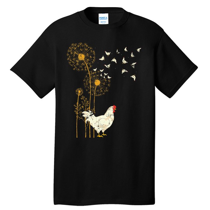 Farmer Poultry Bird Flower Farm Animal Dandelion Chicken Tall T-Shirt